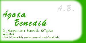 agota benedik business card
